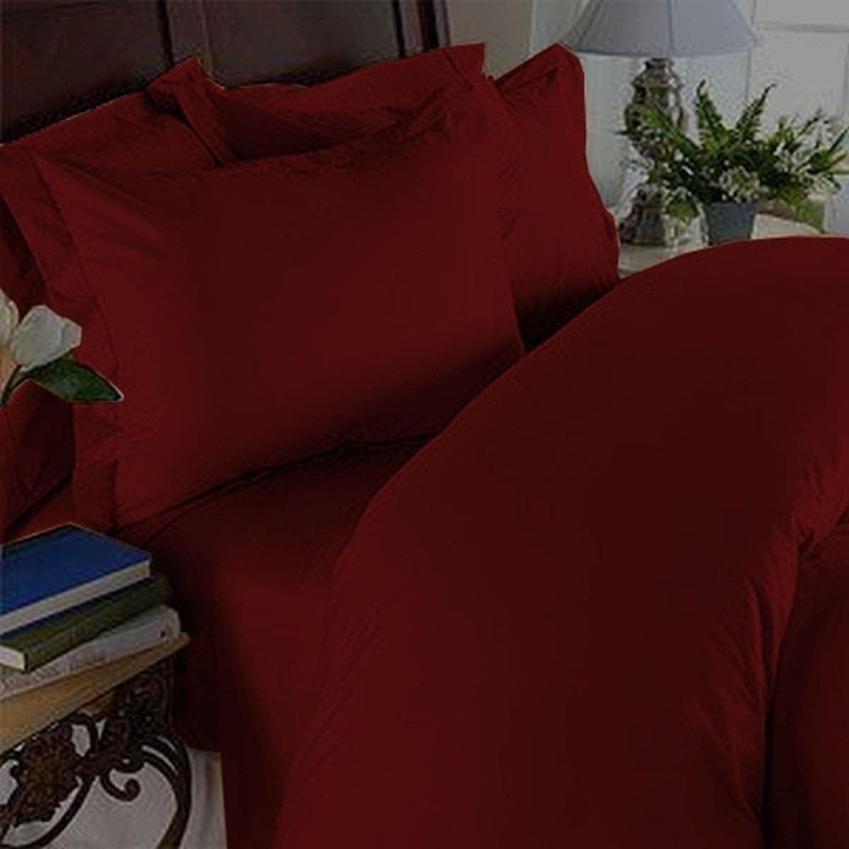 Elegant Comfort 4 Piece 1500 Thread Count Luxurious Ultra Soft Egyptian Quality Coziest Sheet Set, King, Burgundy