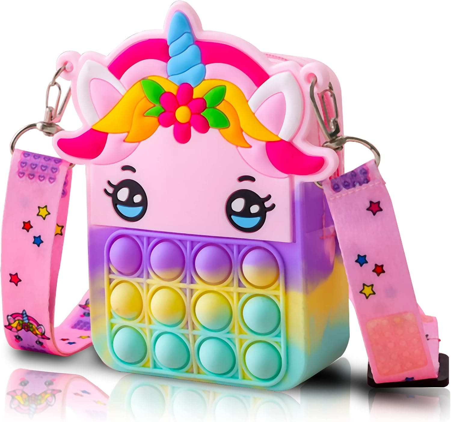 Banjoy BANJOY Pop it Purse Girls Crossbody, Unicorn Pop it Purse, Popit Purse, Pop it Bag, Purse Pets, Pop it Fidget Toys Girls Toys, Pop Its Gift 3 4 5 6 7 8 9 10 11 12 Year Old Girl (Pink-A)
