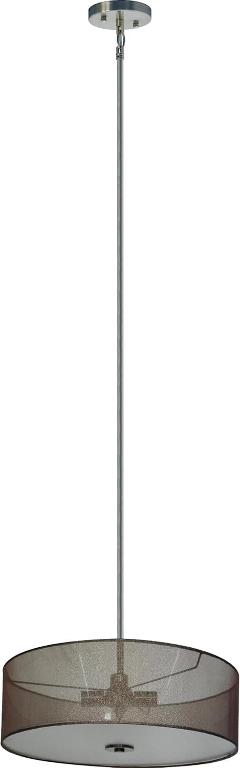 Whitfield SH2207-LSSS Modena 22" Four-Light Drum Shade,with Lustrous Steel Fabric Shade, 56" x 22" x 7", Satin Steel