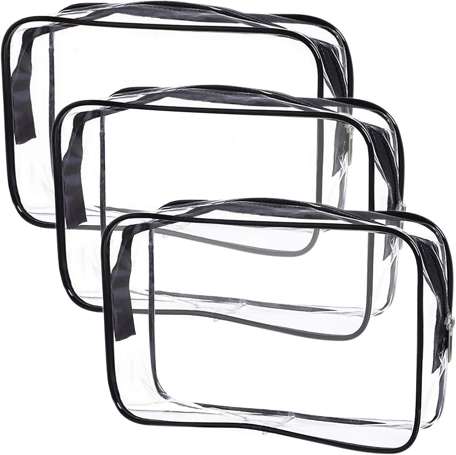 Cosywell Clear Toiletry Bag Quart Size Bag Travel Makeup Cosmetic Bag PVC Toiletries Cosmetic Pouch for Women Men 3PCS (S)