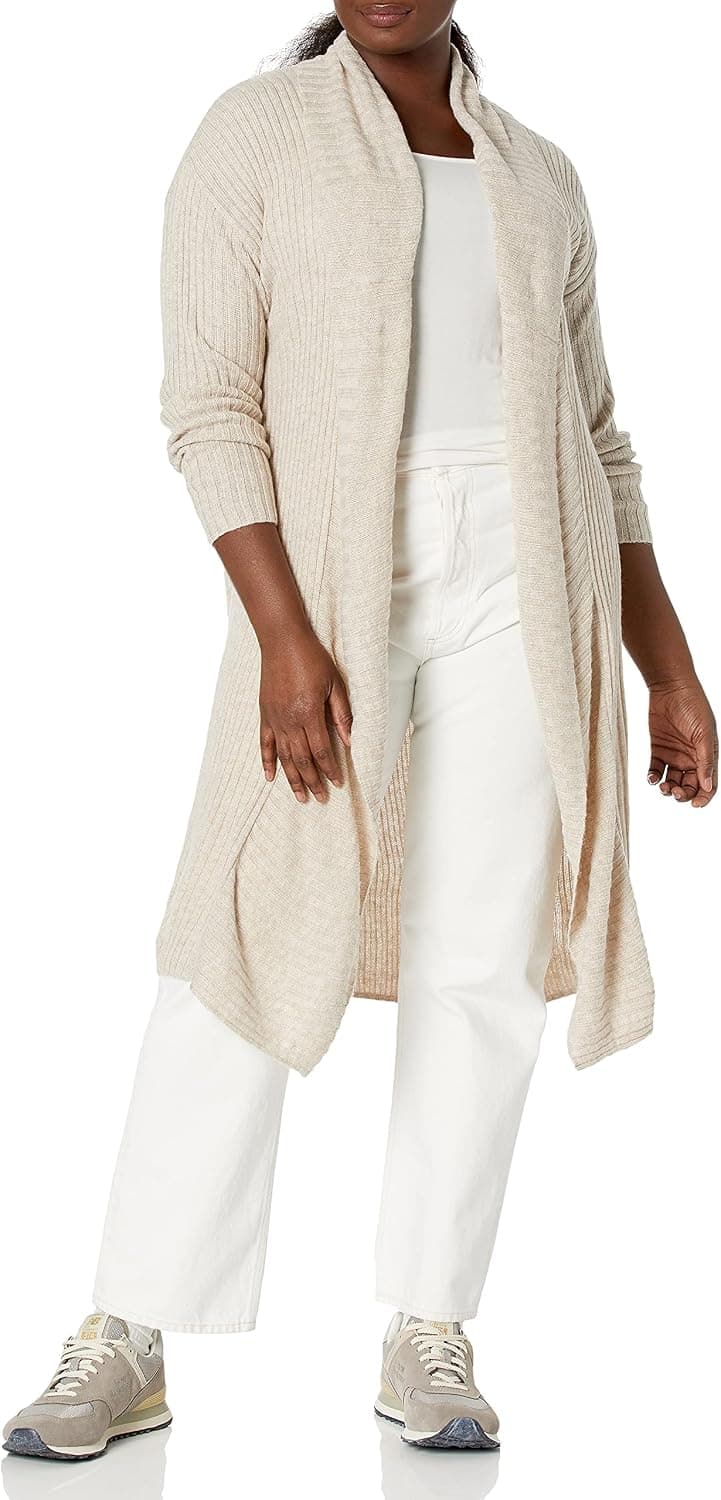 Amazon Essentials Women's Oversized Open Front Knee Length Sweater Coat