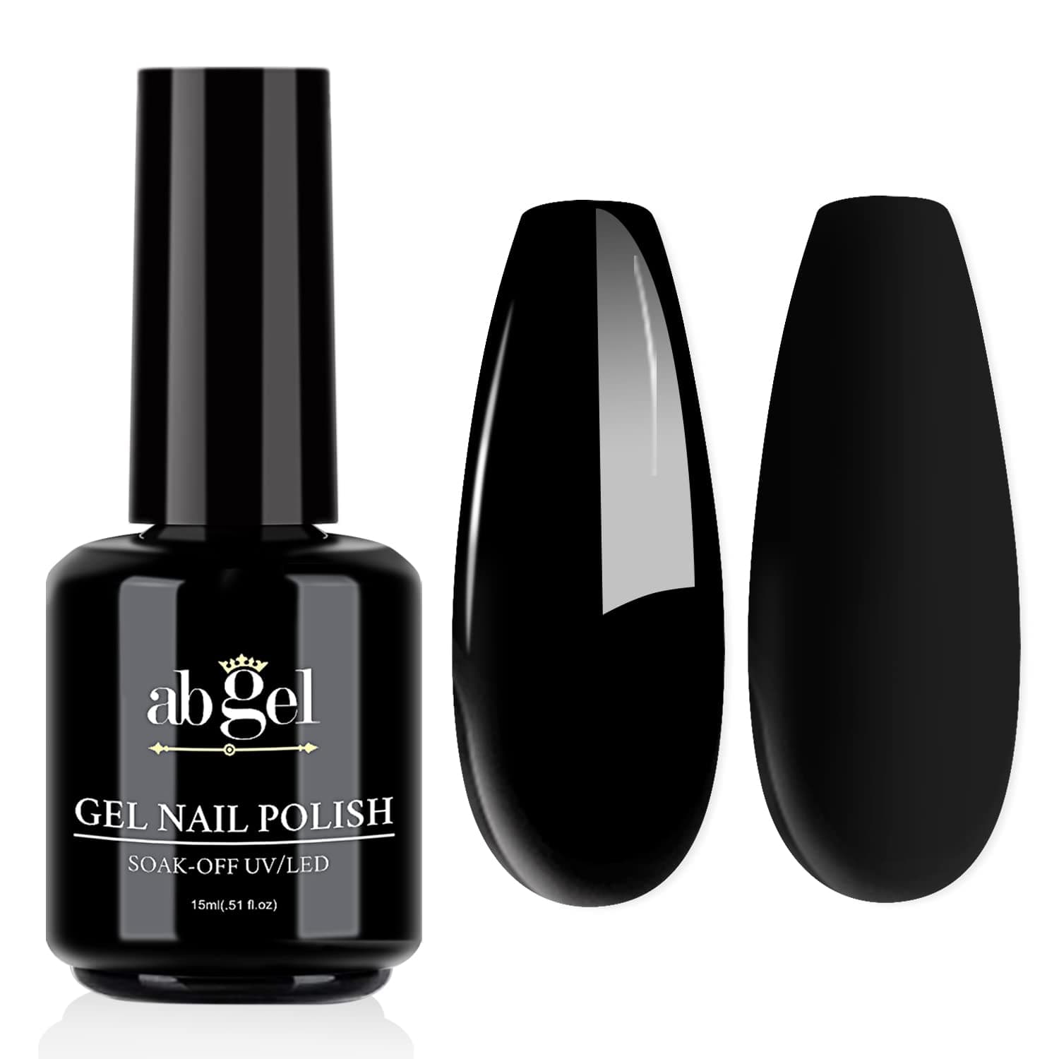 Gel Nail Polish,Black 15ml Soak Off UV LED Nail Gel Polish for Nail Art Salon DIY at Home Starter Gel Polish Manicure Summer Nail Polish by ab gel,0.5 fl.oz