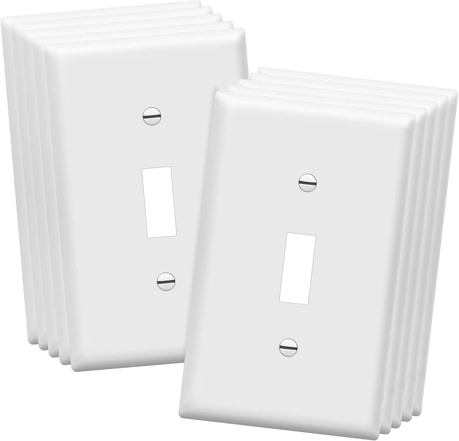 ENERLITES Toggle Light Switch Wall Plate Cover, Size 1-Gang 4.50" x 2.76", Unbreakable Polycarbonate Thermoplastic, 8811-W-10PCS, White (10 Pack)