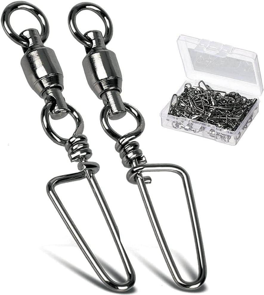 AMYSPORTS Saltwater Connector Fishing Snap Swivel High Strength Snaps Swivel Freshwater Ball Bearing Fishing Swivels Stainless Steel Corrosion Resistant Black Nickel