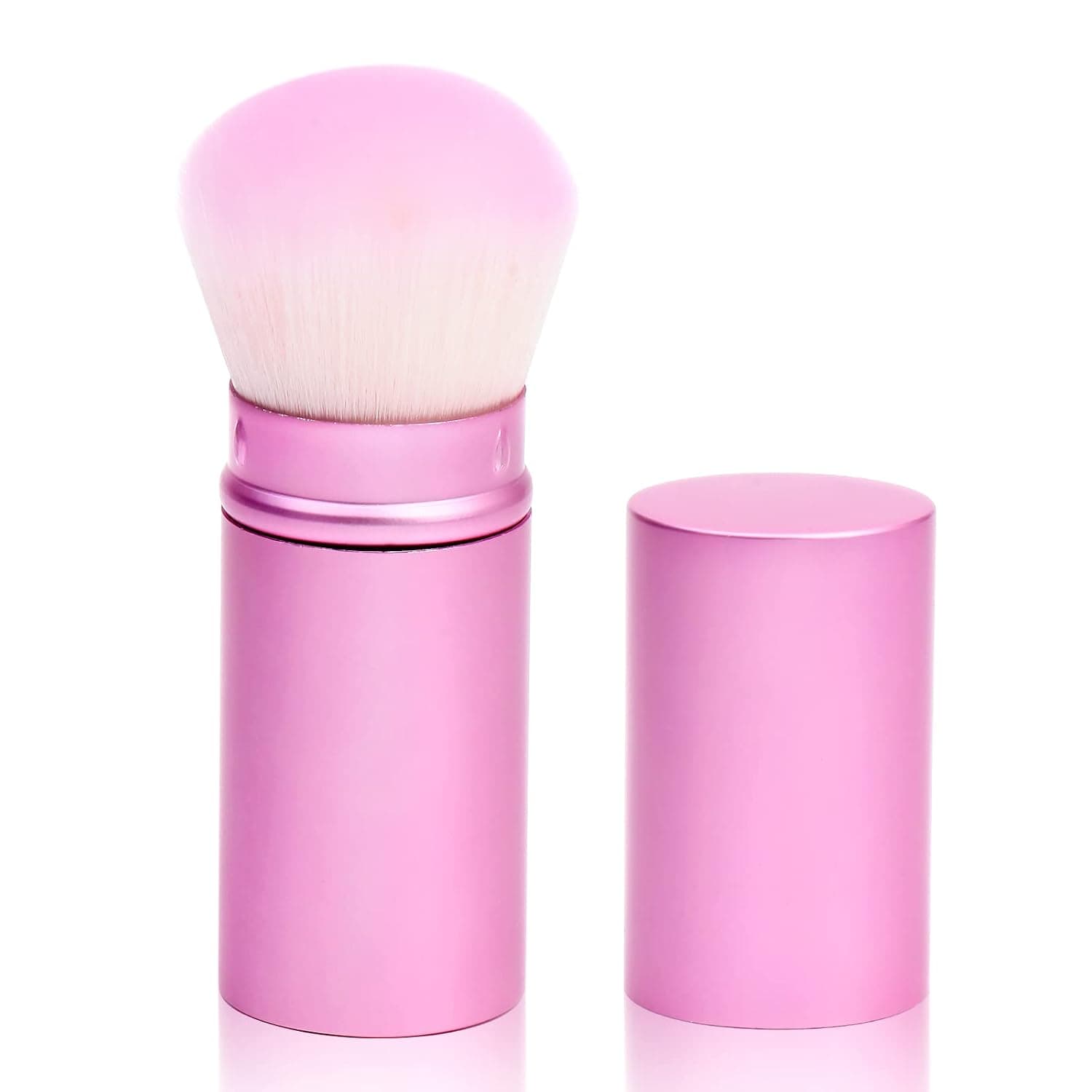 UNIMEIX Sunscreen Brush for Face Retractable Kabuki Brush Sunscreen Applicator for Kids Foundation Makeup Brushes for Liquid Makeup, Cream，Flawless Powder Stippling Blending(Pink,Round top)