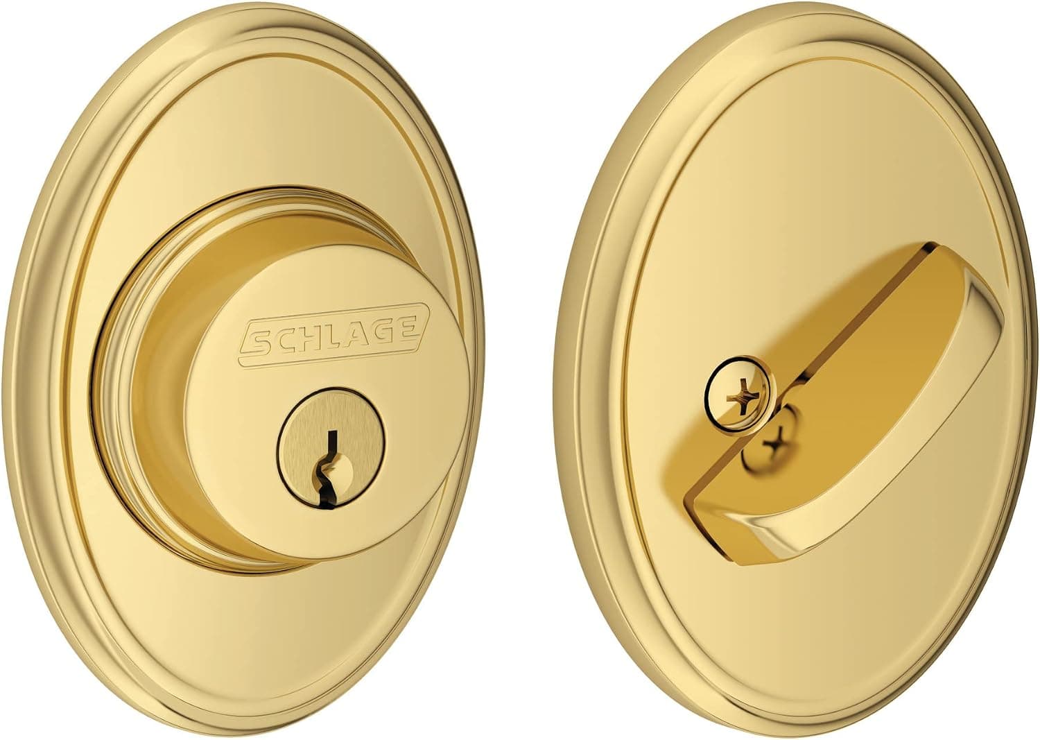 Schlage B60 N WKF 605 Deadbolt with Wakefield Trim Keyed 1 Side, Highest Residential Security, Bright Brass