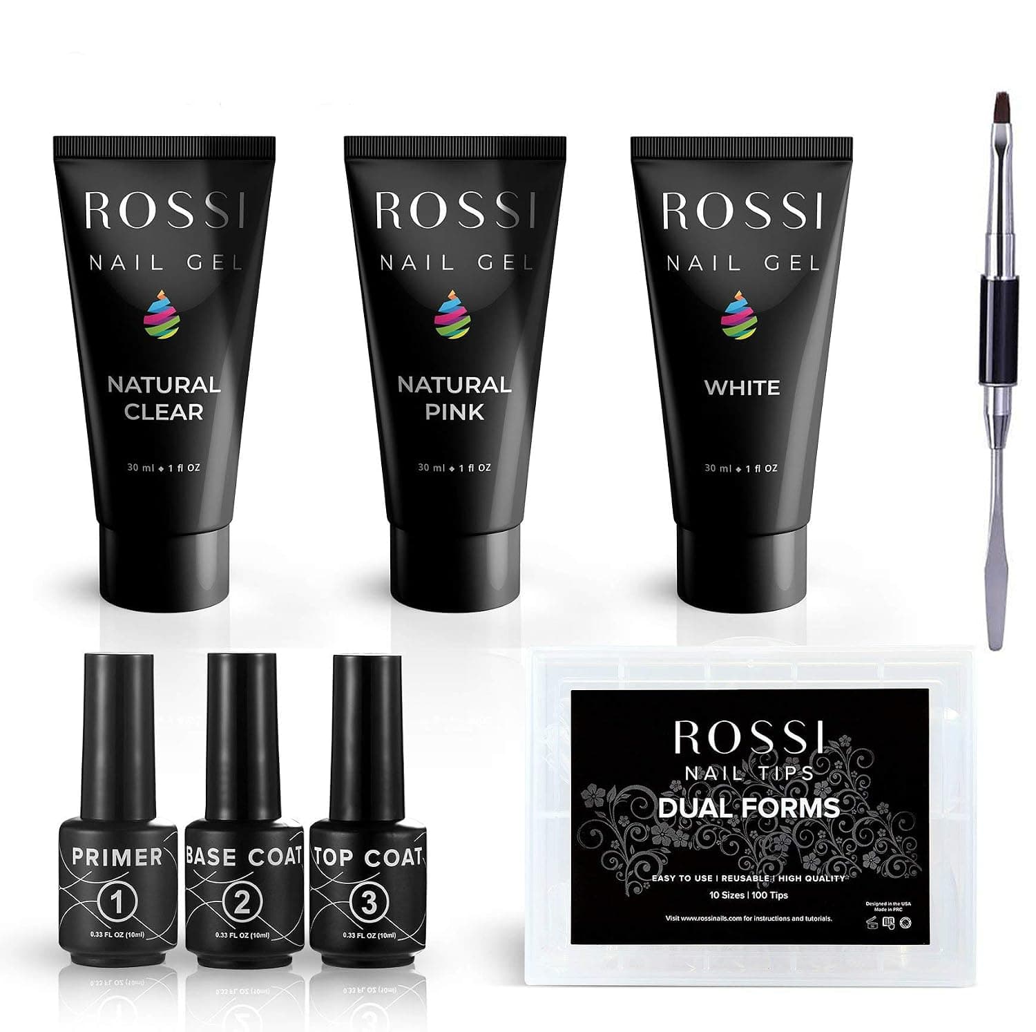 ROSSI Starter Poly Nail Gel Kit Extension Gel Salon Nail Easy DIY at Home All-in-One Manicure Kit for Nail Enhancement