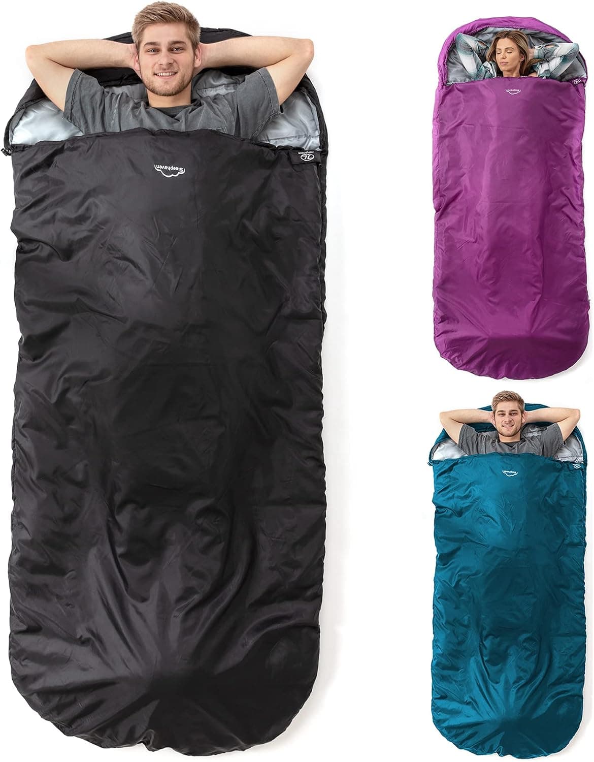 Highlander Sleephaven XL Adult Wide Tall Lightweight 2 Season Sleeping Bag Curved Pod Design - Perfect for Camping, Hiking and Backpacking