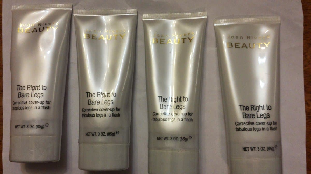 Joan Rivers Right To Bare Legs TAN COLORED Four (4) Pack - New & Sealed Leg Cream Covers Imperfections Instantly - Including Bruises, Spider Veins, Vericose Veins, Scars and Tattoos - Blends Easily for Perfect Coverage - Plus Water-Proof, Smudge-Proof and Will Not Transfer Off