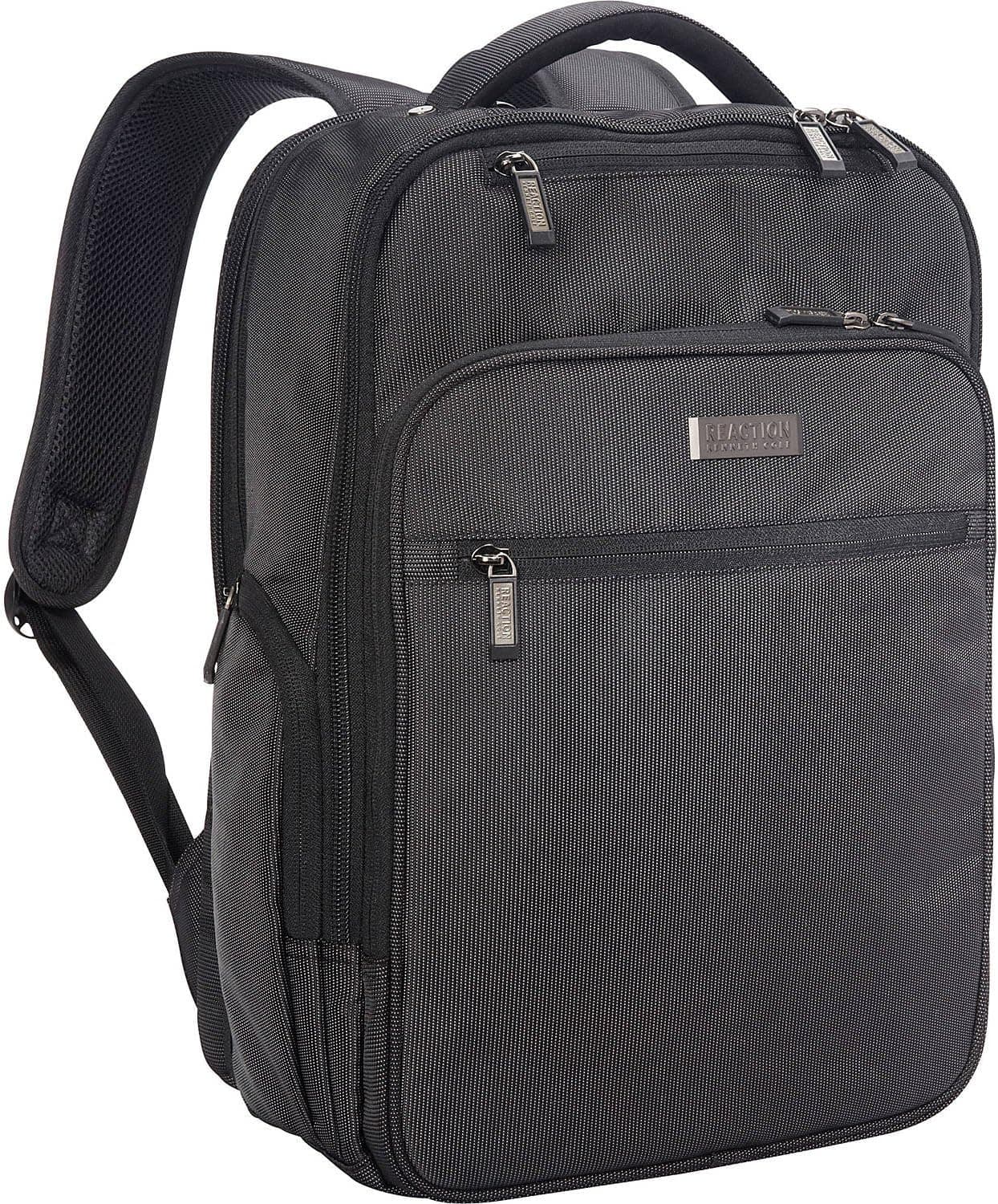 Kenneth Cole Reaction Brooklyn Commuter Slim 16" Laptop Computer Travel Work High School Bookbag, Charcoal Polyester, Polyester Backpack