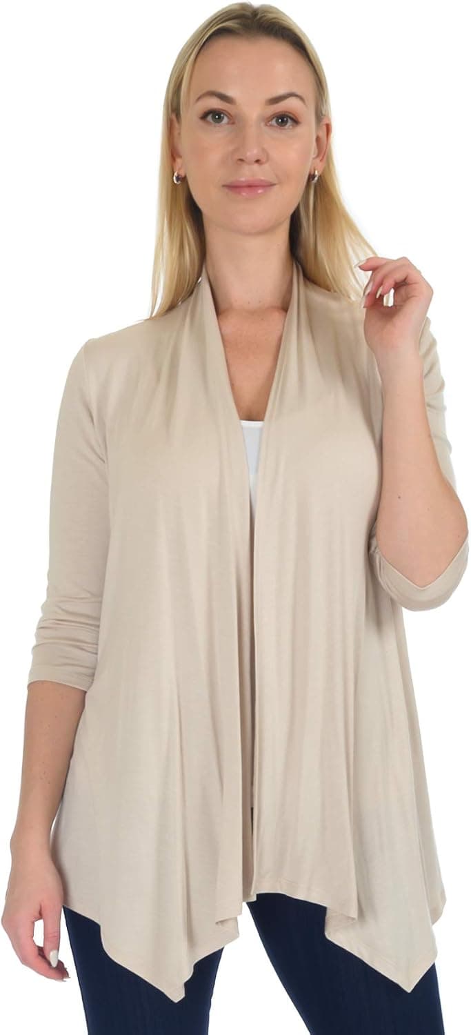 SR Women's Basic Various Style Sleeve Open Cardigan (Size: Small-5X)