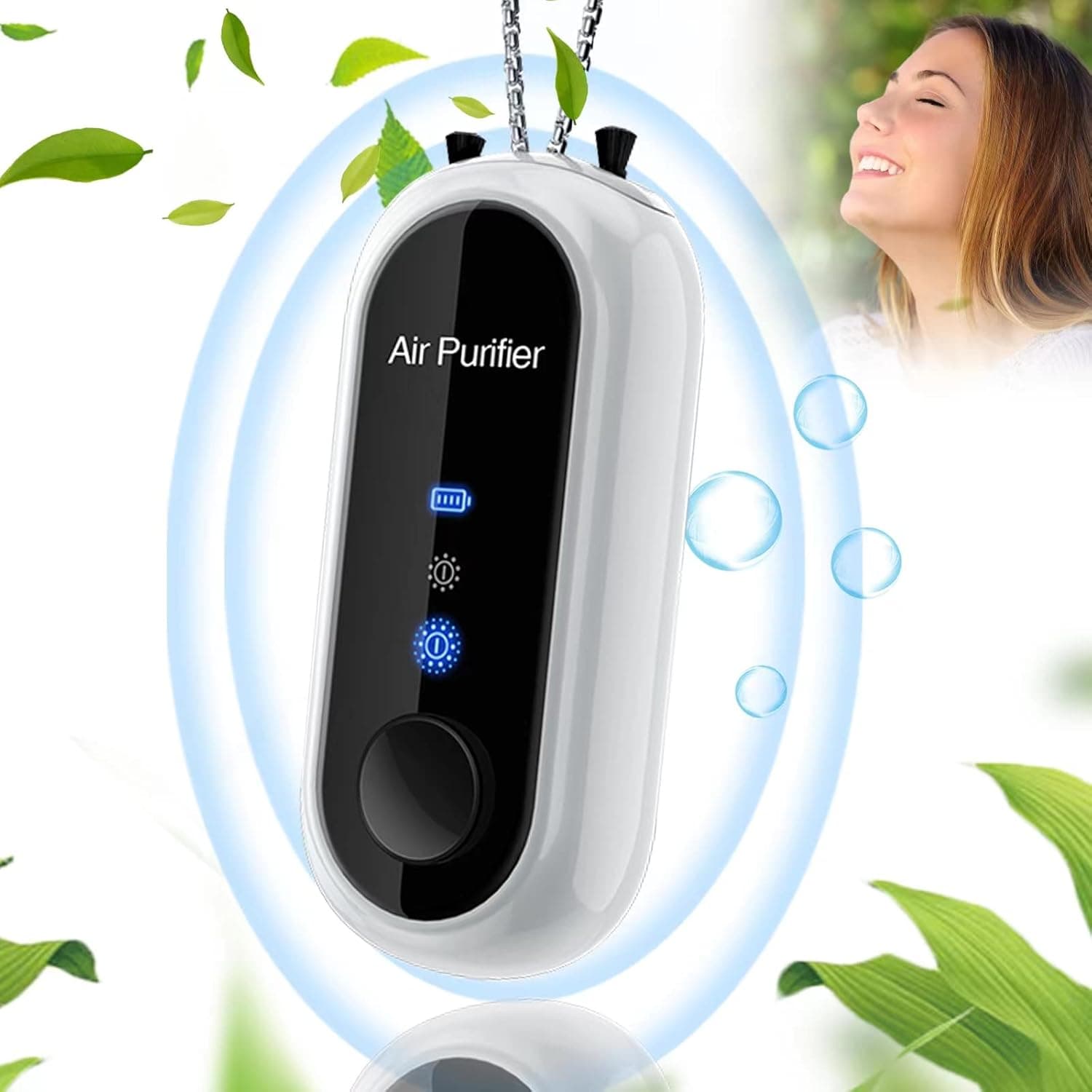 Portable and Personal Air Purifier Necklace, Wearable Negative Ionizer Generator Air Cleaner， Home Travel Ionizer for Adults and Kids