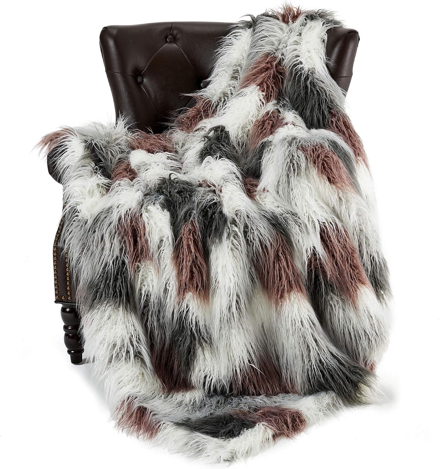 FFLMYUHUL I U Super Soft Faux Fur Throw Blanket & Bedspread Mongolian Fur Blanket Long Faux Fur Blanket Decorative for Bedroom Sofa Floor MT779-B-multi Color