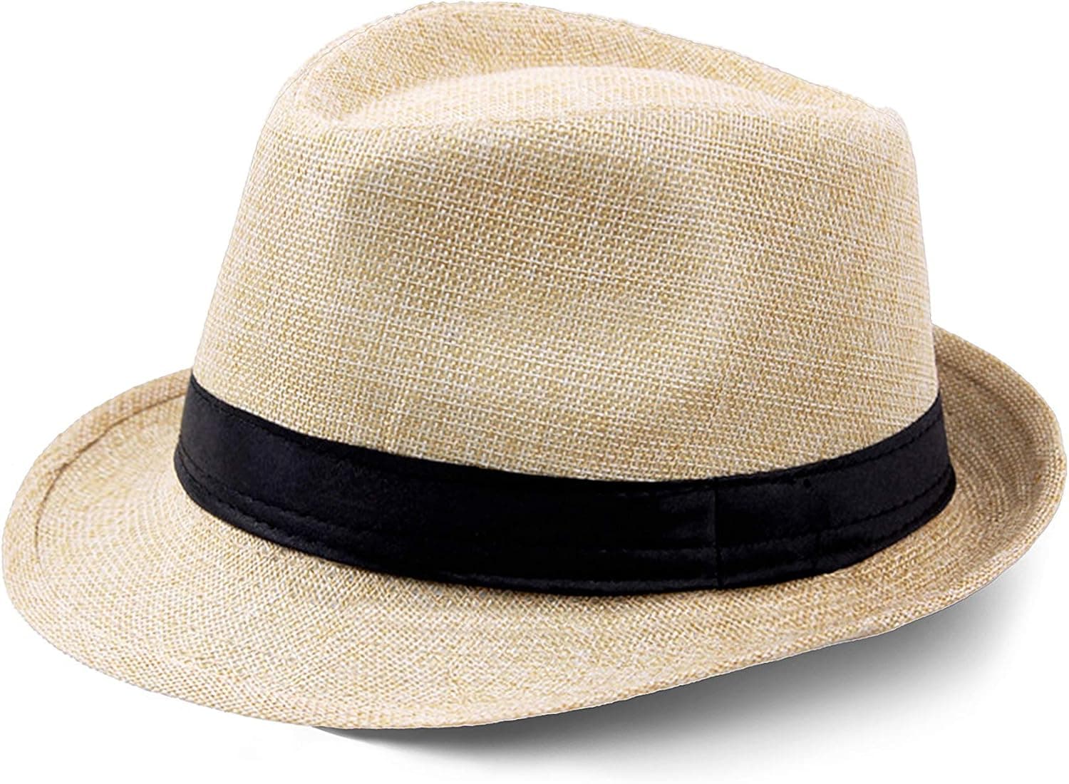 BABEYOND Straw Fedora Hat for Men Panama Trilby Hat Short Brim Summer Sun Hat