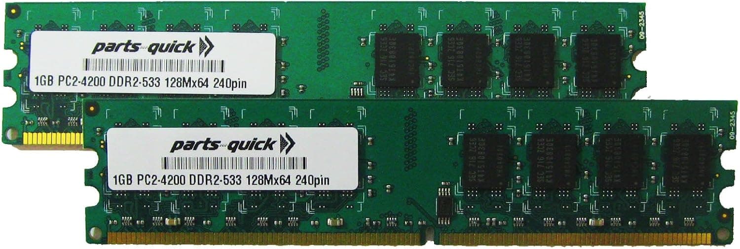 2GB Kit 2 X 1GB DDR2 Memory for Dell Dimension E520 E521 Desktop PC2-4200 240 pin 533MHz DIMM RAM (PARTS-QUICK BRAND)