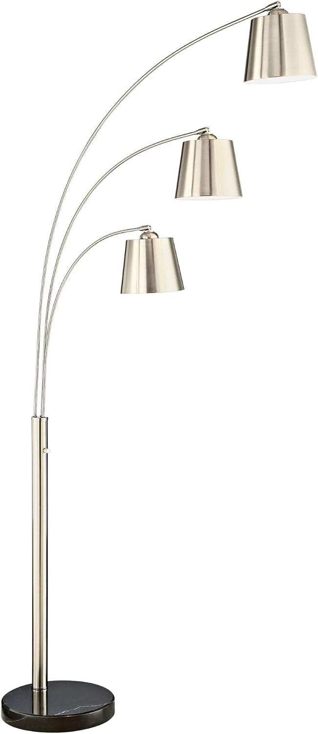 Lite Source 3-LITE Arch LAMP, Brushed Nickel, E27 Type A 60Wx3 LS-83033BN, Silver, 76.50x48.00x50.50