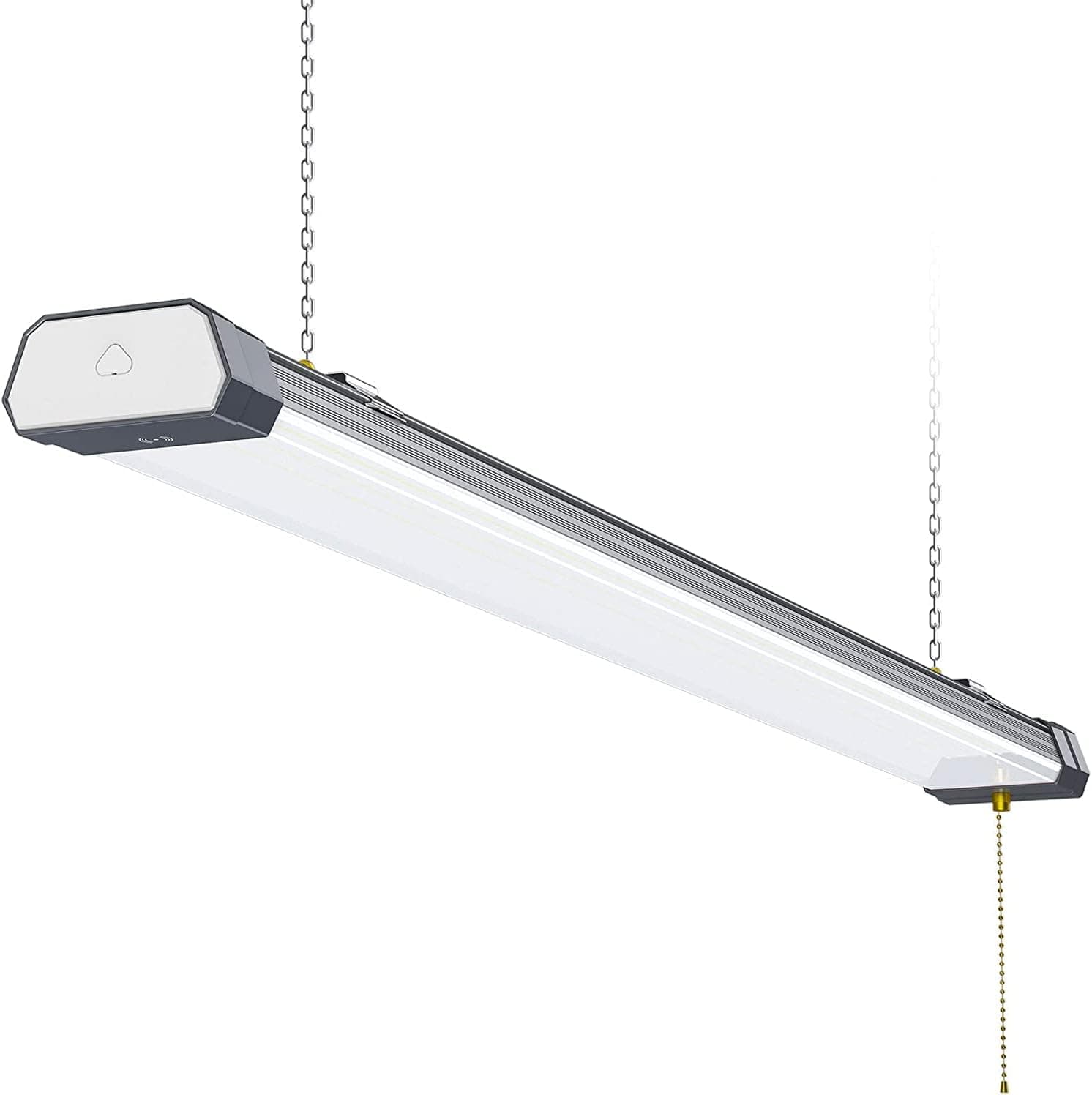 NUOGUAN 120W LED Shop Light 15600LM Linkable Utility Shop Lights, ETL Listed 5000K Daylight LED Ceiling Lights for Garages Workshops with Plug and ON/Off Pull Chain Hanging & Flush Mount 1 Pack