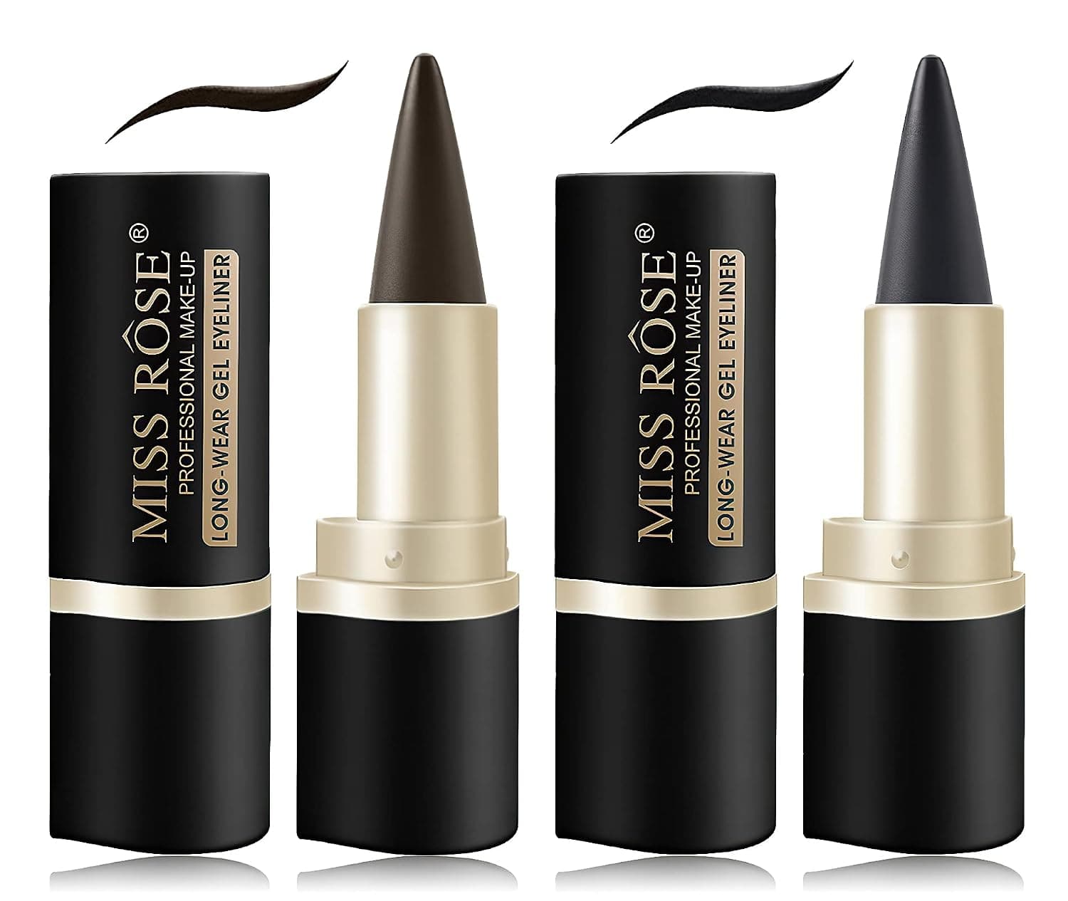 coliusa Black + Dark Brown Gel Eyeliner Set, Cream Eyeliner Tool Smudgeproof Waterproof Eyeliner Matte Black Eyeliner Tattoo Eyeliner Eyeliner Gel Stick Makeup Eyeline