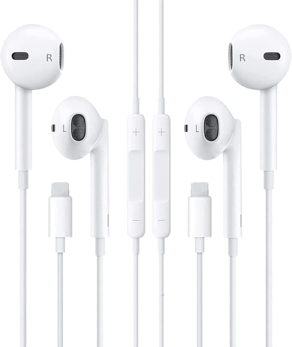 Earbuds Headphones Wired Earphones【2 Pack】 with Built-in Microphone and Volume Control, Active Noise Cancellation Compatible with iPhone 13/12/11 Pro Max/Xs Max/XR/X/7/8 Plus