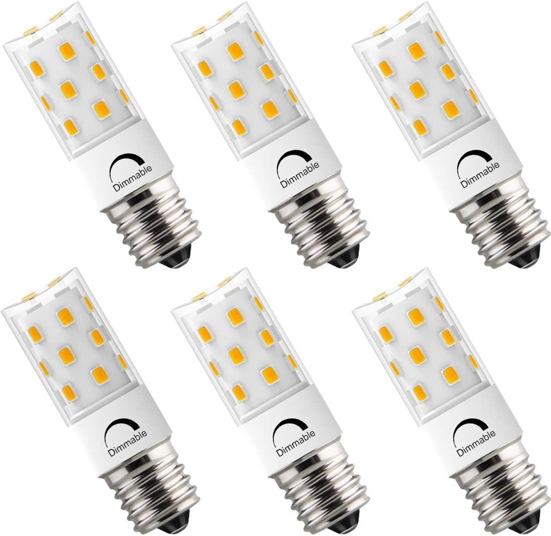 LEMENG E17 LED Bulb, Dimmable, 5W 500lm Warm White 2700K,35-50watt Halogen Replacement,AC 120V Appliance Bulbs Microwave Oven Stovetop Light,6-Pack