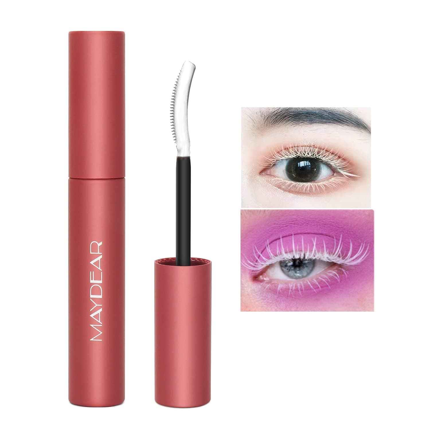 Maydear Waterproof Smudge-proof Color Mascara，Volumizing, Long-Lasting, Natural Eye Makeup，0.25 Fl Oz - White