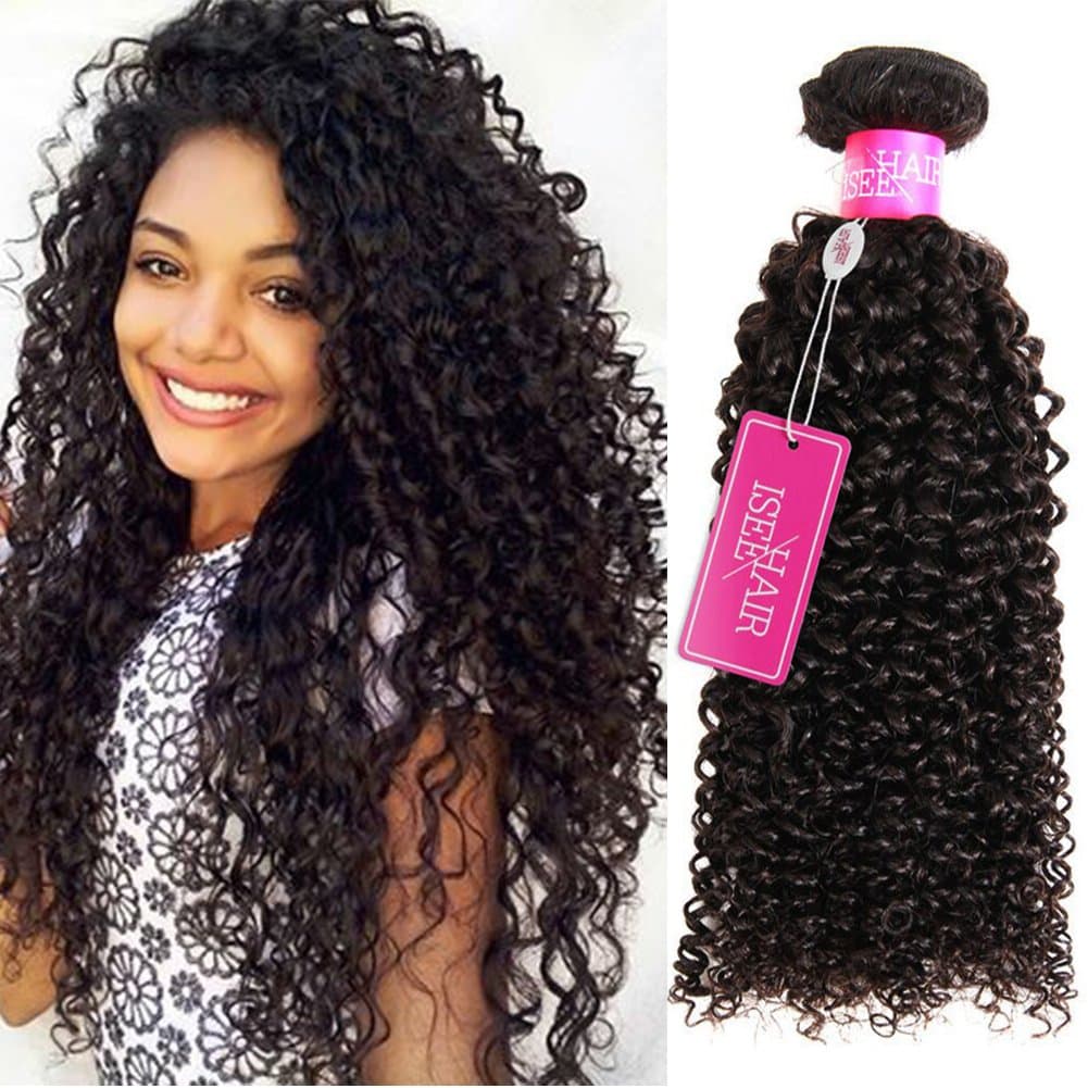 ISEE Hair 9A Grade Mongolian Kinky Curly Hair Extension Virgin Human Hair Weaving One Bundles Kinky Curly Virgin Hair 100% Human Hair Weaves Extension Mongolian Virgin Hair (22inches)