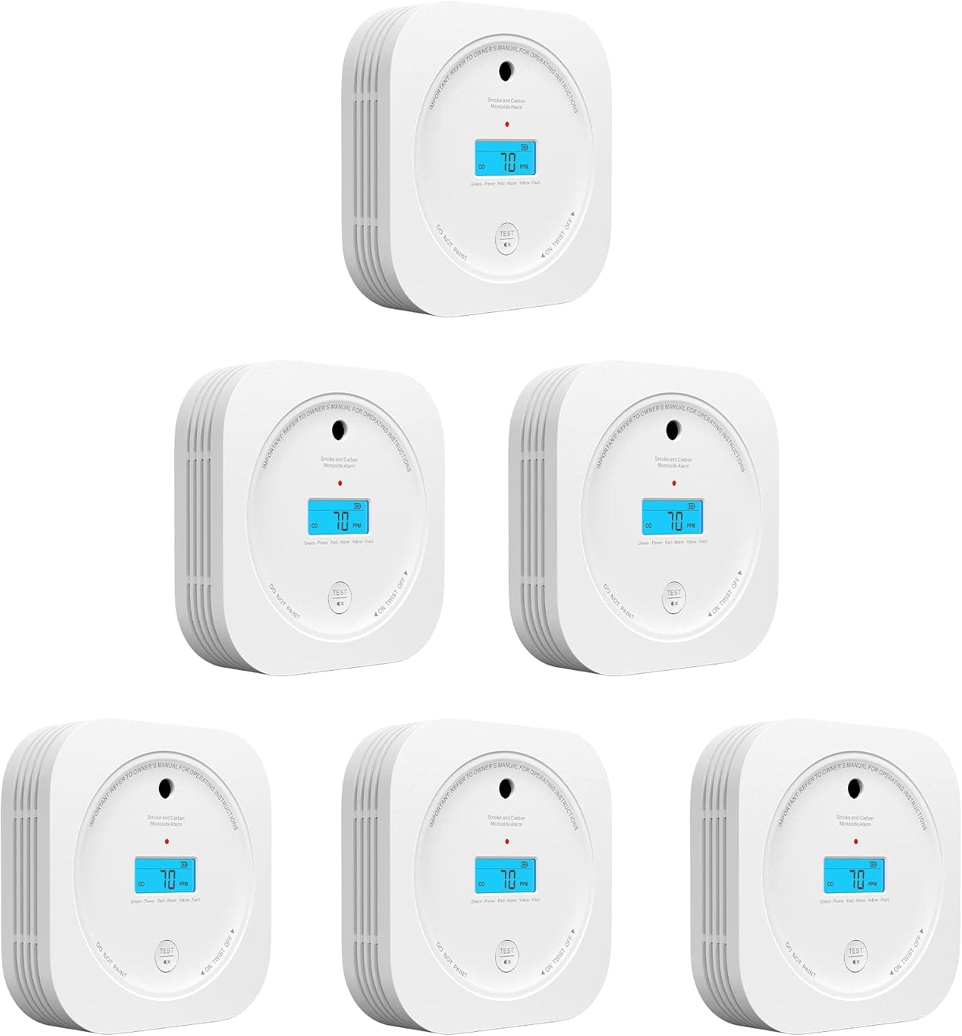 AEGISLINK Smoke and Carbon Monoxide Detector 10-Year Lifespan with Replaceable Battery, Photoelectric Fire Alarm and Electrochemical CO Alarm with Test/Silence Button, SC200, 6-Pack
