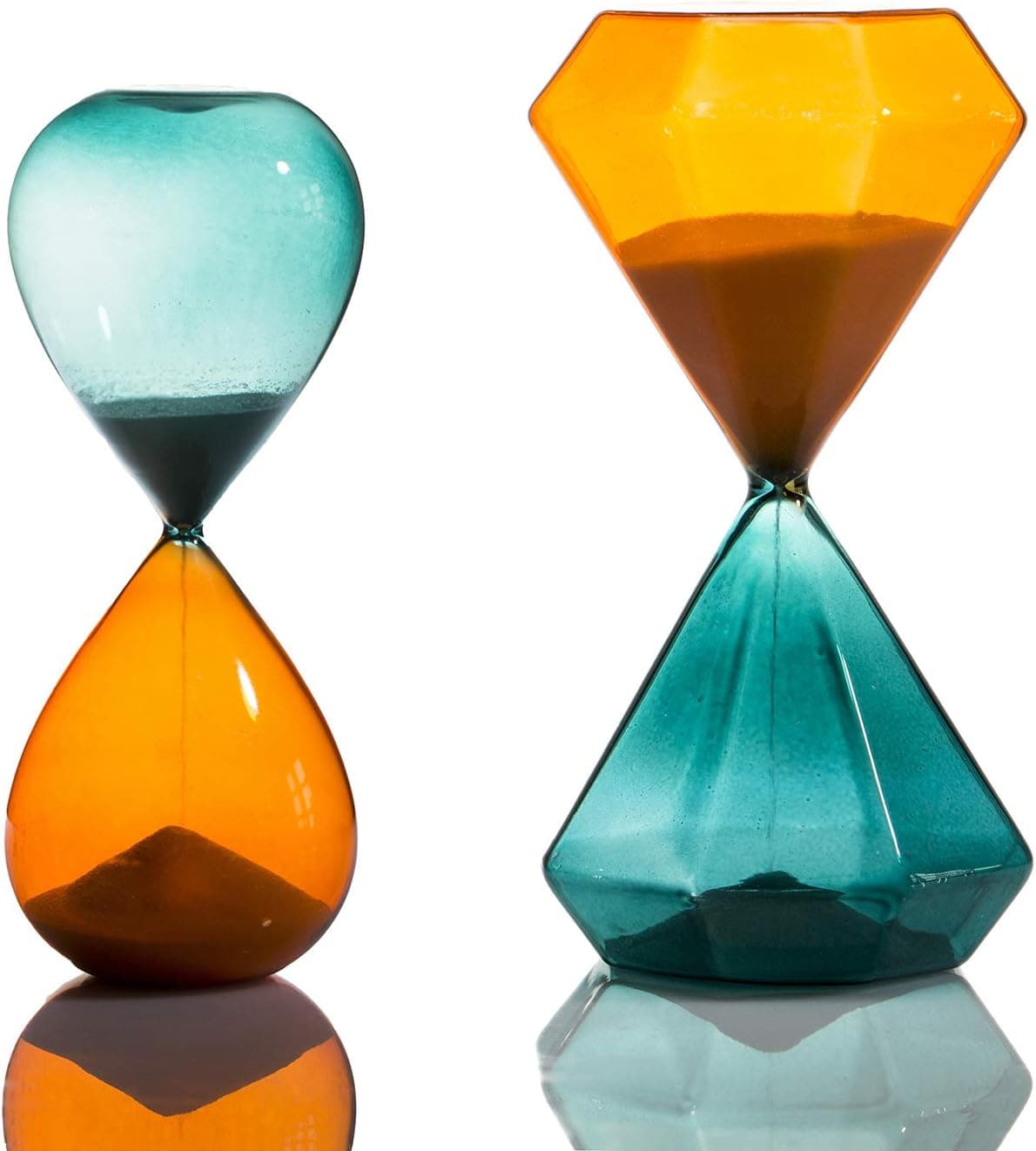 Set of 2 Diamond Sand Timer Clock Hourglass 5 & 15 Minute for Living Dining Room Table, Kitchen, Bookshelf, Coffee Table Home Decor Office Desk Decorative Time Management Tool, Gift for Women