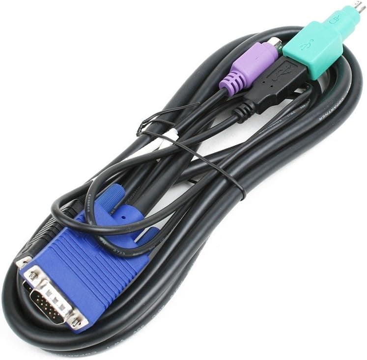 Linkskey 6 Feet Slim 3-in-1 USB/PS2 KVM Combo Cable Male/Male (C-KVM-SC6)