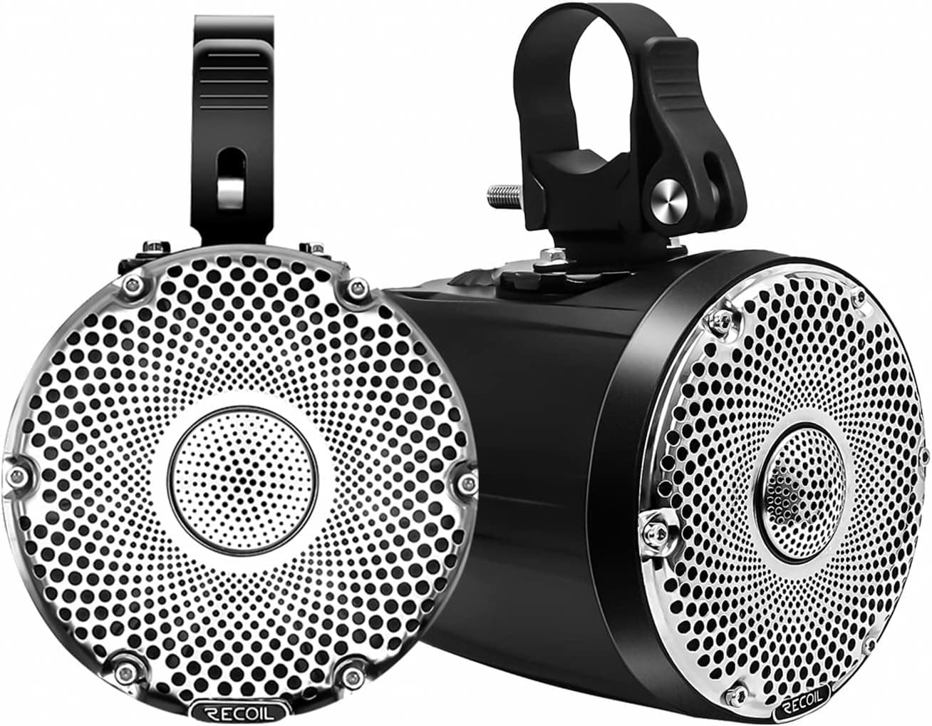 RECOIL R-4 Marine and Powersports 200 Watts Speaker System, Super Loud 4” Speaker Pods with 3” Passive Radiators, for UTV, ATV, Golf Cart, Boat, Off-Road Motorsports Audio, Pair