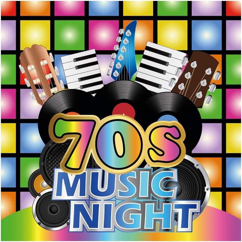 CSFOTO 8x8ft 70s Mucis Night Party Backdrop 70s Themed Party Photography Background Adults Birthday Party 70s Retro Style Party Night Club Disco Party Scene Setter Neon Adults Portrait Studio Props
