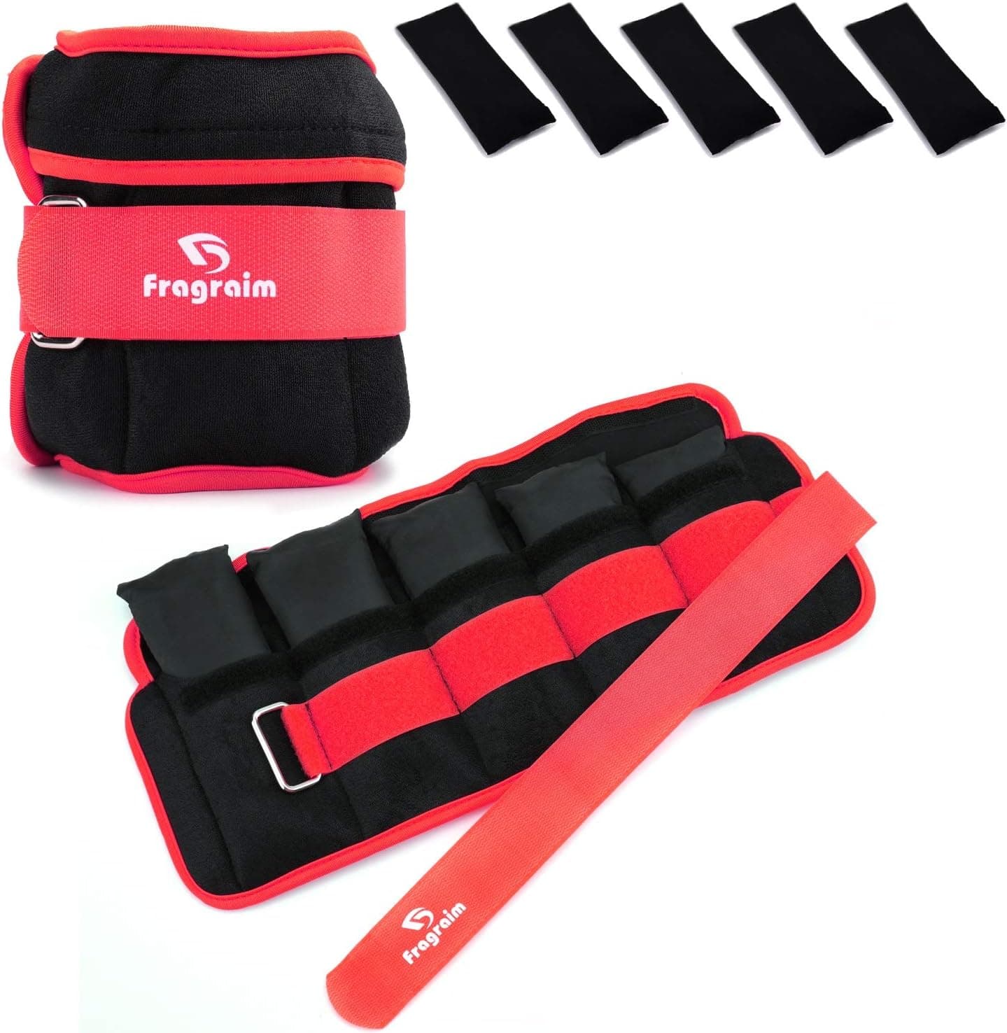 Fragraim Adjustable Ankle Weights 1-3/4/5/6/8/10/12/15/20 LBS Pair with Removable Weight for Jogging, Gymnastics, Aerobics, Physical Therapy
