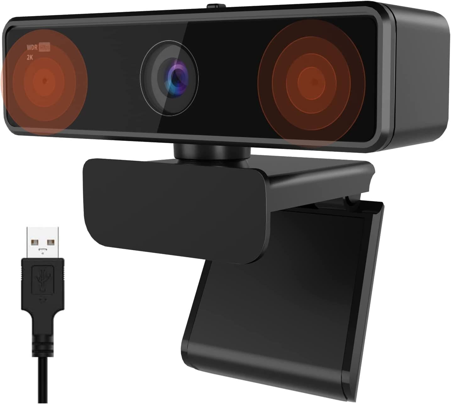 NUROUM 2K Webcam with Microphone, 1080P/60fps, 1440P/30fps, Dual Microphone with Privacy Cover, USB FHD Webcam Computer Camera, Plug and Play, for Zoom/Skype/Teams/Webex, Laptop MAC PC Desktop