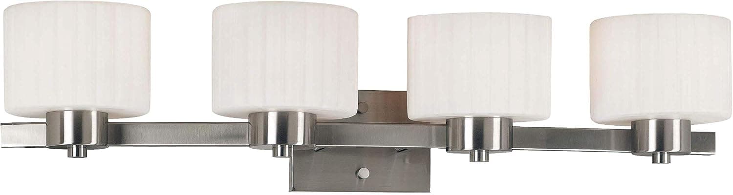 Kenroy Home Casual 4 Light Vanity, 7 Inch Height, 30 Inch Width, 8 Inch Extension with Brushed Steel Finish, Medium (80414BS)