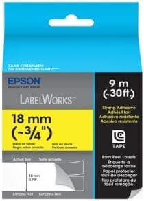 Epson LabelWorks Strong Adhesive LC Tape Cartridge ~3/4-Inch Black on Yellow (LC-5YBW9)
