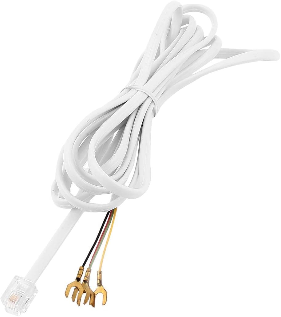 uxcell 6P4C RJ11 to 4 Spade Lug Telephone Cord Cable Connector 2 Meters White