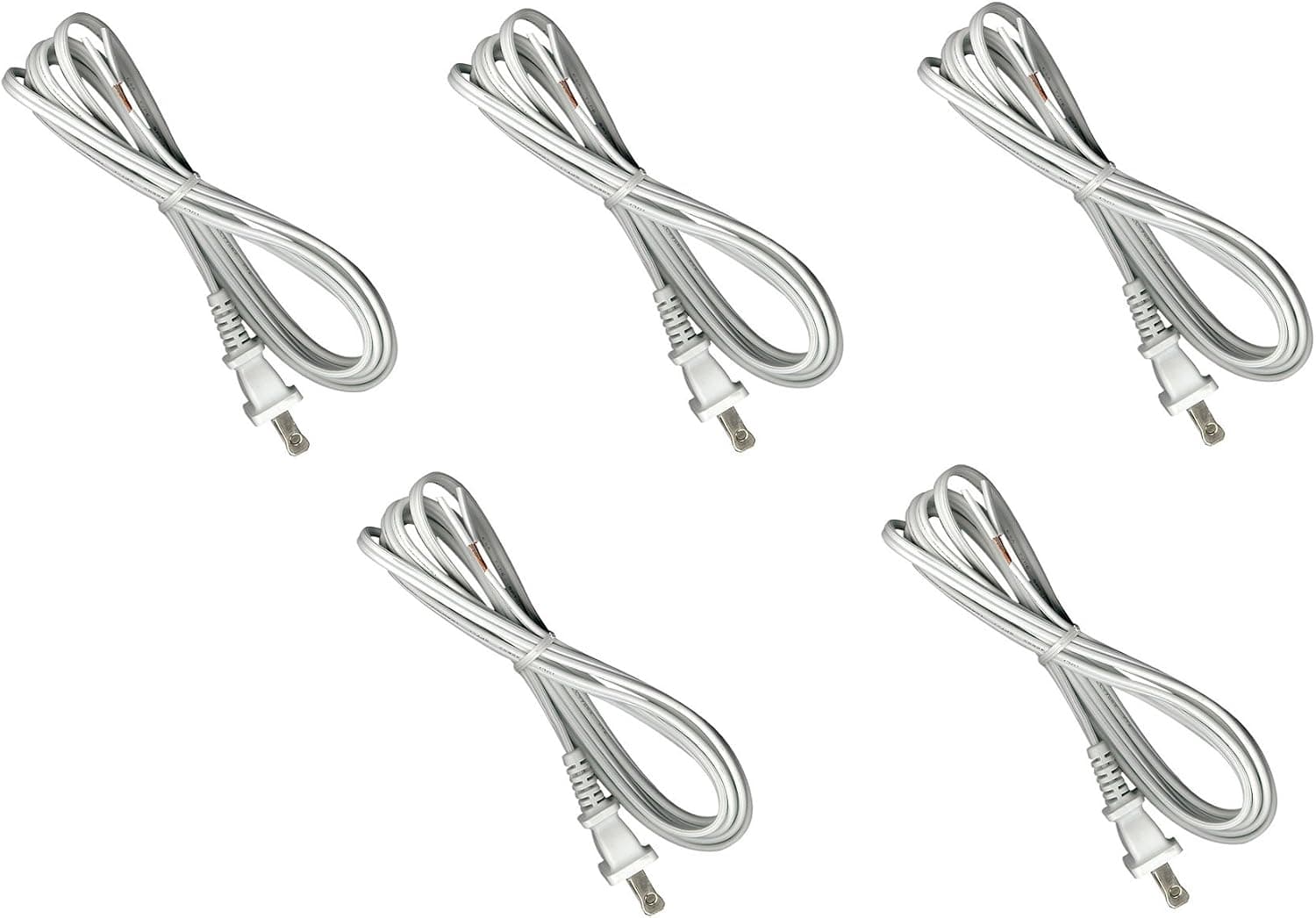 Creative Hobbies® White Lamp Cord SPT-1 with Polarized End Plug, Stripped Tips Ready for Wiring -8 Foot -Pack of 5