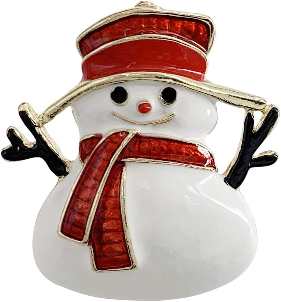 SELOVO Snowman Austrian Crystal Brooch Pin Costume Jewelry