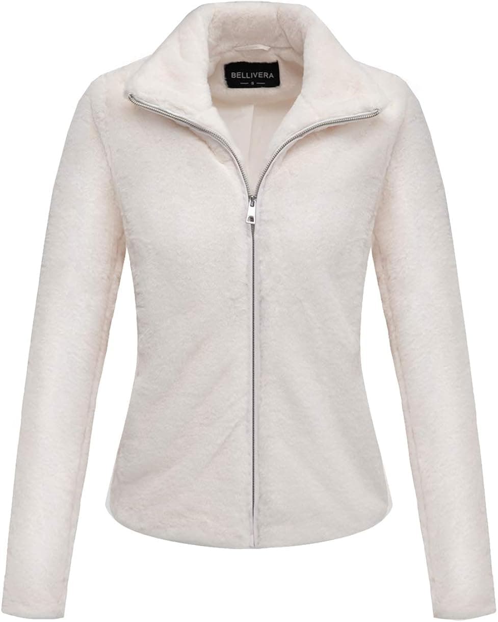 Bellivera Women's Faux Fur Coat, Spring and Winter Fashion The Sherpa Fleece Fuzzy Shearling Hood Jacket