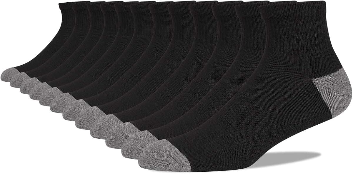 COOVAN 12 Pairs Mens Cushion Ankle Socks Men 12 Pack Low Cut Comfort Breathable Casual Socks