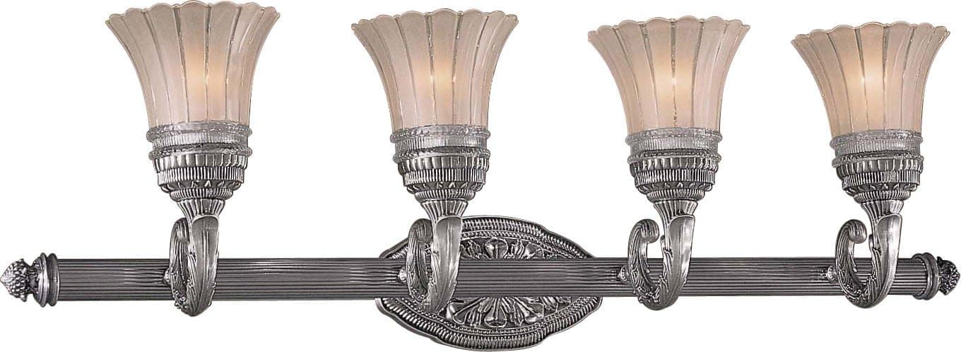Minka Lavery Wall Light Fixtures 5764-2560-84 Europa Reversible Glass Bath Vanity Lighting, 4 Light, 400 Watts, Nickel
