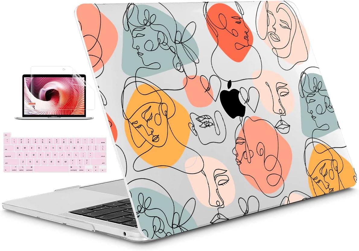 May Chen Compatible with MacBook Pro 13 inch Case 2022 2021 2020 Release Models A2338 M2 M1 A2251 A2289, Plastic Hard Shell Case + Keyboard Cover for Mac Pro 13" with Touch Bar Fits Touch ID, Faces