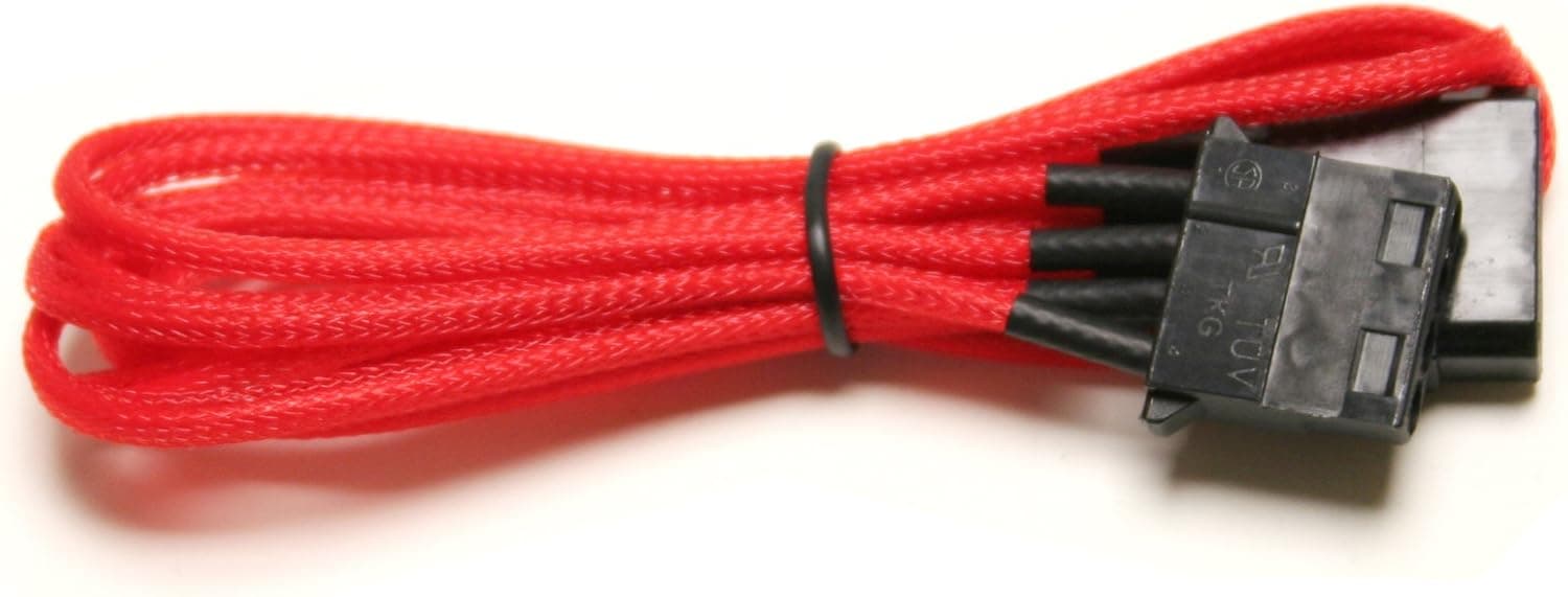 NZXT CB-11MOLEX-R Individually Sleeved 1 to 1 Molex Extension Premium Cable (450mm, Red)