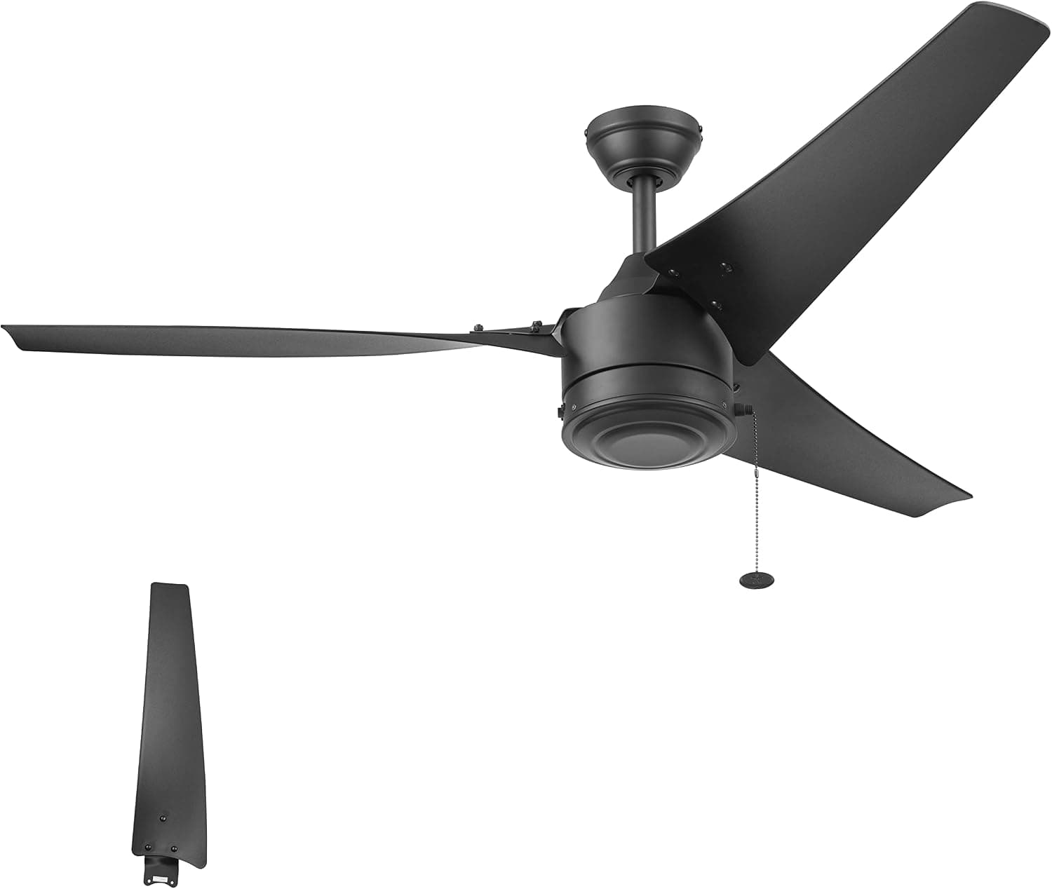 Prominence Home 52" Talib Modern Contemporary Outdoor Ceiling Fan, 3-Blade No Light, Wet Rated, Propeller Style, Matte Black Finish, 51637-01