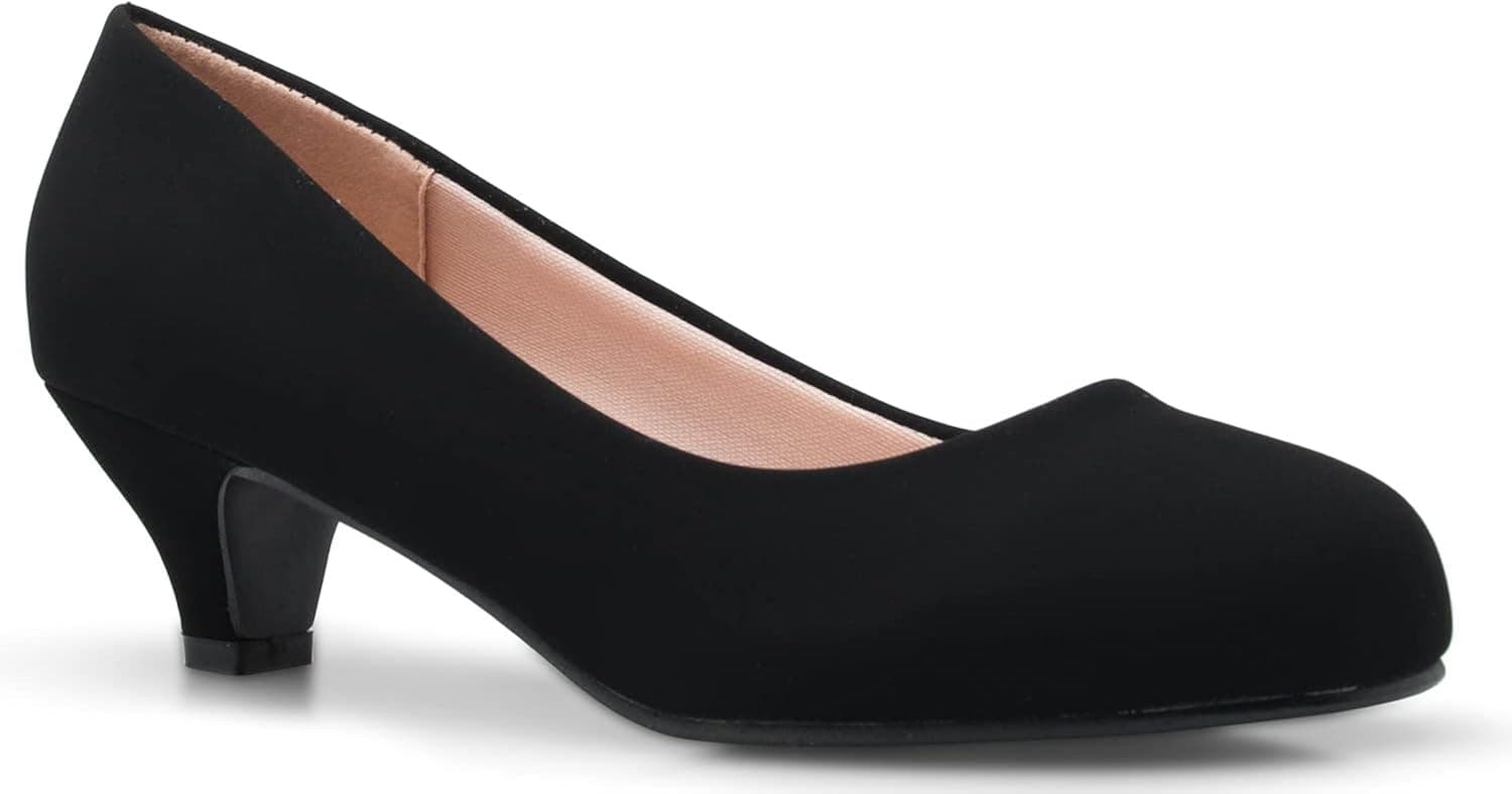 Olivia K Women's Classic Closed Toe Kitten Heel Pumps | Dress, Work, Party Low Heeled