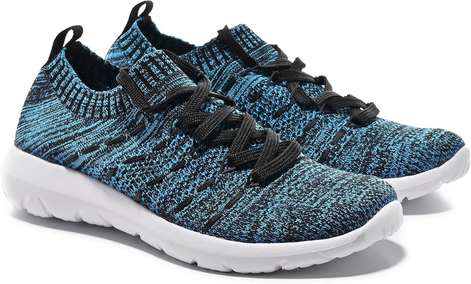 JIUMUJIPU-A04, Women's Lightweight Walking Shoes, Comfortable Walking Shoes with Memory Foam,Flexible Running Shoe (Black/Royal Blue/A04-8, Numeric_7_Point_5)