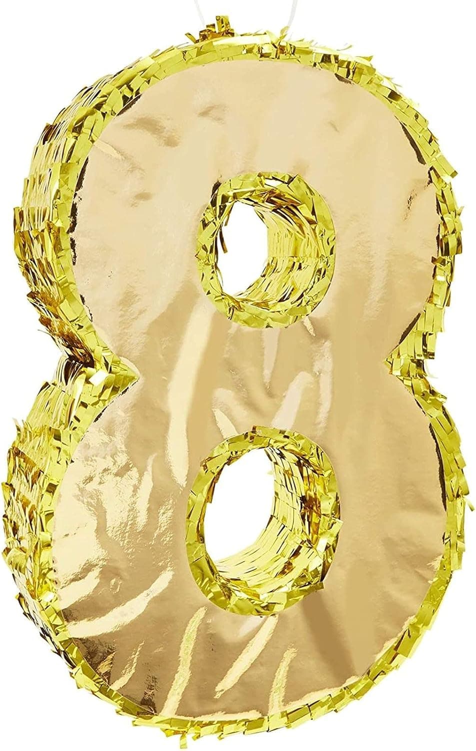 Gold Foil Number 8 Pinata for 8th Birthday Party Decorations, Centerpieces, Anniversary Celebrations (Small, 15.5 x 10.5 x 3 In)