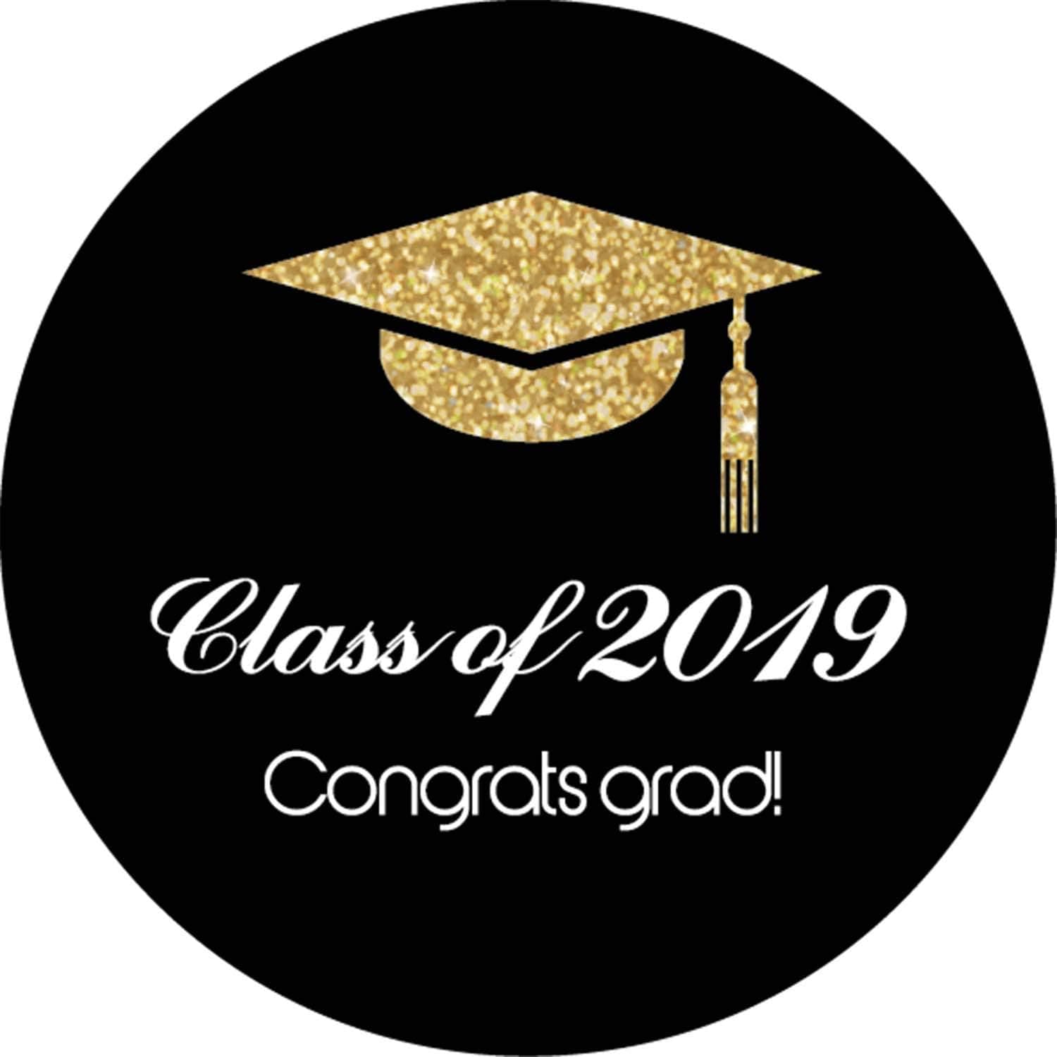 40-Pack 2inch Gold Class Of 2019 Congrats Grad Stickers, Graduation Party Party Sticker, Party Circle Decorations, Favor Labels