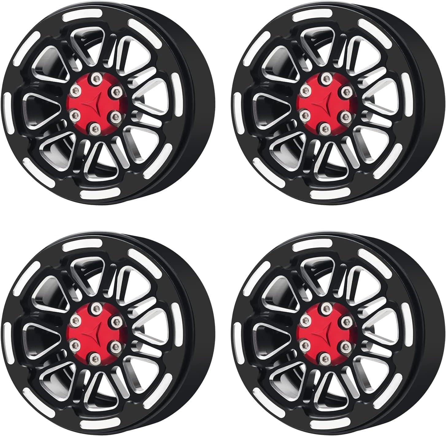 DJX 4PCS Alloy 1.9" Beadlock Wheel Rims Hubs for 1/10 RC Crawler Car TRX4 TRX6 Axial SCX10 SCX10 III Tamiya CC01 RC4WD D90