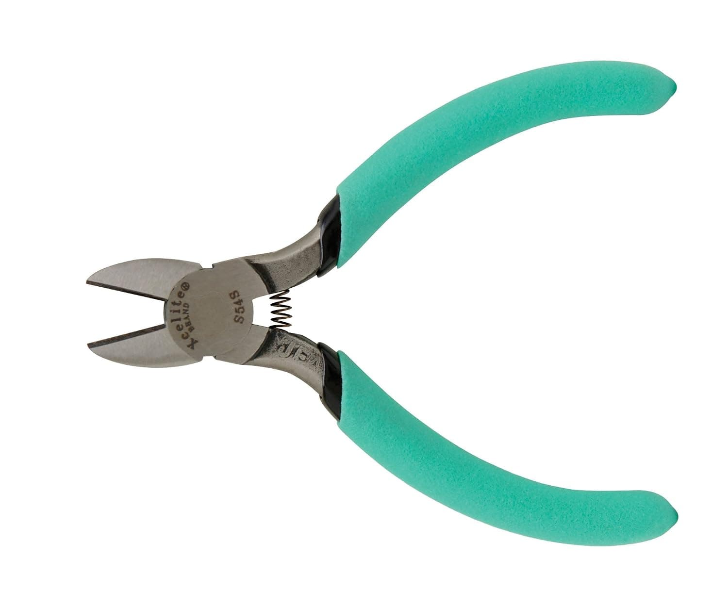 Xcelite S54NSV Diagonal Lead Cutter with Handle Coil Spring, Standard Jaw, 4-1/2" Length, 5/8" Jaw Length, Green Cushion Grip Handle